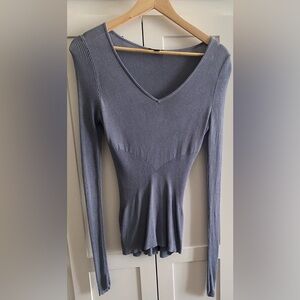 Elegant Gray V-Neck Women's Top